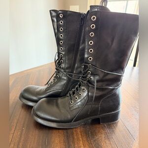 Jeffrey Campbell Black Lace-Up Boots
